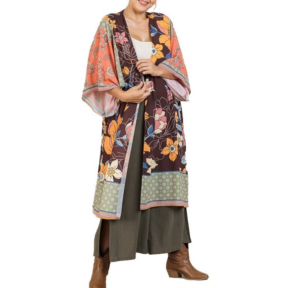 SOLD OUT  Boho Gypsy Floral Long Kimono Duster - Picture 3 of 4